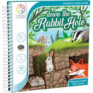 SmartGames Down the Rabbit Hole - Puzzelspel met 48 opdrachten en magnetische puzzelstukken