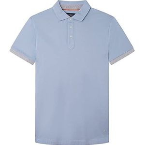 Hackett London Poloshirt met zwaard, herenhemd, Oxfordblauw, 3XL, Oxfordblauw