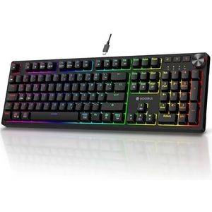 KOORUI Duits QWERTZ mechanisch gamingtoetsenbord 104 toetsen 26 RGB achtergrondverlichting bekabeld voor Windows MacOS Linux blauwe schakelaar