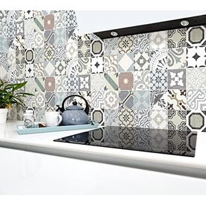Ambiance Ariatino Muursticker, zelfklevend, voor keuken, badkamer, 30 stickers, cementtegels, 100 x 120 cm