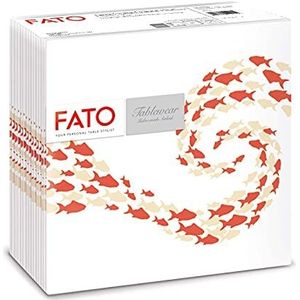 Fato - Droge papieren servetten, Airlaid, stofeffect, pak van 50 servetten, afmeting 40 x 40 cm, in 4 gevouwen, koraalkleurig motief
