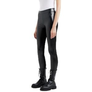 Emporio Armani Essential, stretch van kunstleer, legging voor dames, zwart.