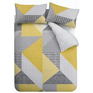 Catherine Lansfield Larsson Geo Easy Care King Dekbedovertrekset Ochre