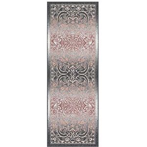 Maples Rugs Pelham Vintage tapijt, antislip, wasbaar, 4,5 x 1,5 m, grijs/koraalrood