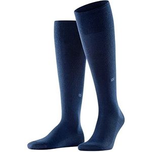 Burlington Heren Leeds lange sokken, ademend, klimaatregulerend, geurremmend, wol, katoen, dun, versterkt, zacht, platte teennaad voor dagelijks gebruik en werk, 1 paar, Blauw (Navy 6120)
