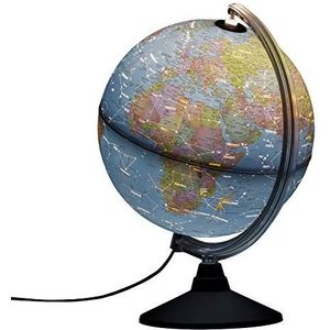 Idena 10411 - Globe met politiek beeld van de kaart wanneer de verlichting is uitgeschakeld en sterrenbeelden wanneer het licht is ingeschakeld, ca. 25 cm in diameter
