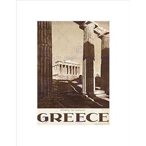 Wee Blue Coo Reisposter ""Athene"" Griekenland Parthenon Acropolis, antieke zuil
