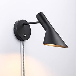 B·LED BARCELONA LED BarcelonaLED Wandlamp met stekkerkabel en schakelaar Leeslamp elegant modern Scandinavisch design draaibaar zwart voor slaapkamer E27