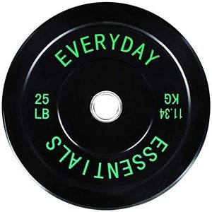 Everyday Essentials Olympische gewichtsplaat met kleurcode en stalen naaf, zwart, eenvoudig
