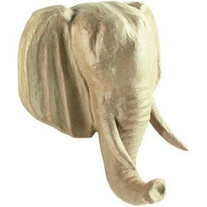 Décopatch MA024O – een houder van bruin papier-maché, 31 x 16,5 x 36 cm, olifantenkop om op te hangen