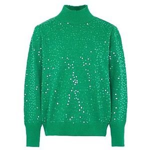 Nascita Women's Haut en tricot fin avec col montant et paillettes Polyester Vert Taille XL/XXL Pull Sweater, vert, XL