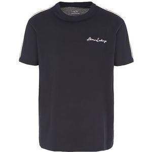 Armani Exchange Heren T-shirt Scribble Logo Straight Fit Donkerblauw XXL, Donkerblauw