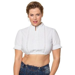 Ulla Popken Dirndlbluse, Biesen, kant, opstaande kraag, halbarm damesblouse, Sneeuwwitje