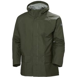 Helly Hansen Workwear Mandal verstelbare waterdichte jassen voor heren, robuuste en comfortabele regenjas met pvc-coating, legergroen, S