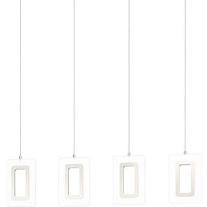 EGLO Enaluri Led-hanglamp, 4-lichts, moderne hanglamp van staal en kunststof, in nikkel-mat, gesatineerd, voor eettafel of woonkamer, warmwit