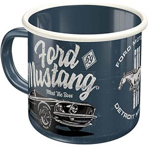 Nostalgic-Art Ford Mustang Retro emaille mok - The Boss - cadeau-idee voor fans van auto-accessoires, campingbeker, vintage design, 360 ml
