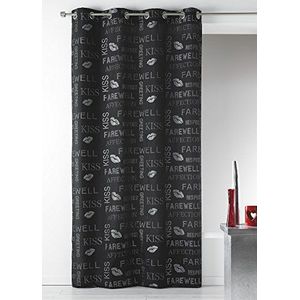 HomeMaison Gordijnen Shanung pailletten, rond, zilverkleurig, 140 x 260 cm, zwart, 140 x 260 cm