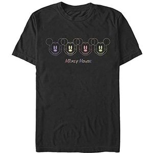 Disney Unisex Micky Neon Faces Organic T-shirt met korte mouwen, zwart, S, SCHWARZ