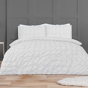 Sleepdown Beddengoedset met dekbedovertrek en kussenslopen, met vouwpatroon, wit (220 x 260 cm)