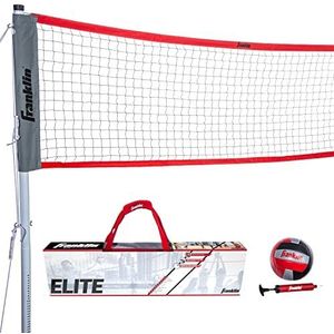 Franklin Sports Elite Volleybalnet set met pomp, paalen/net, haringen, touwen, begrenzingsset - volleybal voor strand of tuin - eenvoudige installatie