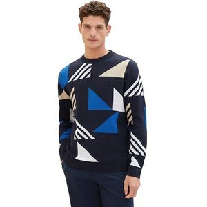TOM TAILOR Pull pour homme, 34802 - Motif triangle multicolore, XXL