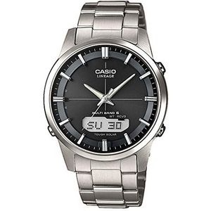 Casio Wave Ceptor Herenhorloge, analoog, digitaal kwarts, zilver/zwart, Titanium behuizing