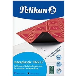 Pelikan Verpakking met 10 zwarte carbonfolie A4 Interplastic voor schrijfmachine met gewaxte achterkant (10 vellen, 1 set), zwart