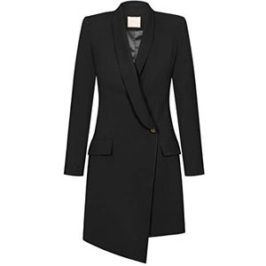 Swing Fashion Elegante damesjurk, zakelijke jurk, schouderjurk, partyjurk, cocktailjurk, lange mouwen, V-hals, zwart, 34 zwart, XS, zwart.