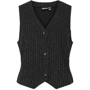 PIECES Pcparker Sky Vest Kostuumvest voor dames, zwart/details: zilveren lurex