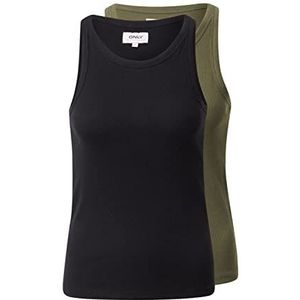 ONLY Onllindsay Noos Tanktop voor dames, 2 stuks, zwart.