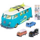 Majorette - Volkswagen The Originals Carry Case – voertuig 35 cm – 3 VW-voertuigen incl. 1 exclusief – lichtfunctie – 212055010SMO, blauw