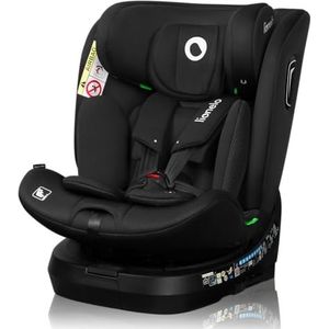 LIONELO Brave i-Size Autostoel Autostoeltje 360° Draaibaar, voor Kinderen 40-150 cm, Voorwaarts en achterwaarts montage, ISOFIX un TopTether, Verstelbare rugleuning, Zijbescherming R129 (BLACK CARBON)