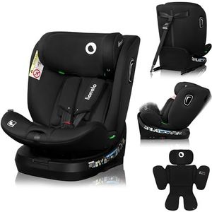LIONELO Brave i-Size Autostoel Autostoeltje 360° Draaibaar, voor Kinderen 40-150 cm, Voorwaarts en achterwaarts montage, ISOFIX un TopTether, Verstelbare rugleuning, Zijbescherming R129 (BLACK CARBON)
