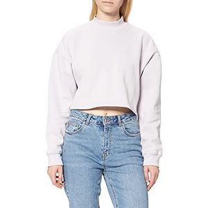 Urban Classics Cropped sweatshirt voor dames, opstaande kraag, ronde hals, korte mouwen, sweatshirt in verschillende kleuren, maten XS-5XL, Zacht lila