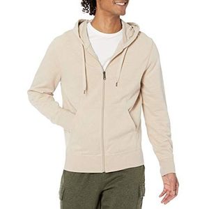 Amazon Essentials Heren lichtgewicht pullover met capuchon met volledige ritssluiting van boulette-stof, havermout gemêleerd, maat L