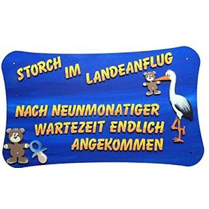 Petra's Bastel News Knutselset voor houten bord Storch in landingsvlucht, met teddybeer, 34 x 22 x 5 cm