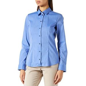 Seidensticker Hemdblouse met lange mouwen, modern fit, effen, strijkvrij hemd voor dames, blauw (middenblauw 14)
