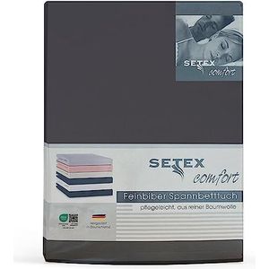 SETEX Fijn flanellen hoeslaken, 200 x 200 cm, 100% katoen, antraciet, 1210200200407227
