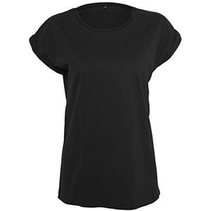 Build Your Brand Dames Extended Shoulder Tee, Zwart, 5XL