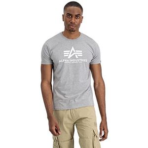 ALPHA INDUSTRIES Basic T-shirt met korte mouwen voor heren met klein Foil-Print Logo, grijs.
