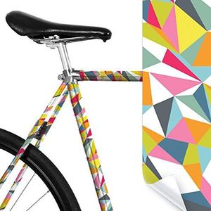 MOOXIBIKE l Wilde mini fietsfolie driehoek kleuren met motief voor racefiets, mountainbike, trekkingfiets, fixie, Hollanda, rollator, voor ca. 13 cm frameomtrek
