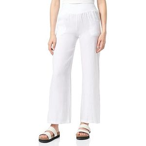 Bonateks, Vloeiende rechte broek met zakken en elastische tailleband, maat 34, Amerikaanse maat: S, wit, gemaakt in Italië, wit, 36, Wit
