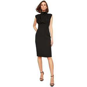Trendyol Zwarte Steep Collar Jurk dames zakelijke casual jurk, Zwart, 38