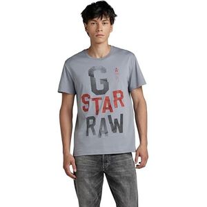 G-STAR RAW Letters Wrinkled T-shirt heren, Grijs (Dim Grey D24693-336-3885)