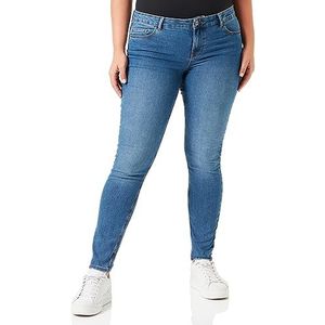 PIECES Pcpeggy Lw Skinny Ank Mb Jeans Noos Cp Damesjeans, Medium blauwe denim