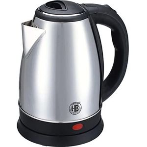Herzberg HG5011-SIL Elektrische waterkoker, waterkoker van roestvrij staal, 1,8 liter, roestvrij staal, draadloos, zilverkleurig