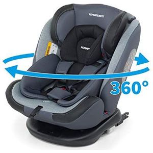 Foppapedretti Iturn duoFIX Seggiolino Auto Girevole 360°, Gruppo 0+/1/2/3 (0-36 kg), voor peuters van Nascita tot 12 jaar, zilver