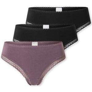 Schiesser 3_182907 Set van 3 damesstrings met kant van moderne katoenmix multipacks tanga, gesorteerd 3_182907, 40, gesorteerd 3_182907, 42, Gesorteerd 3_182907, 42