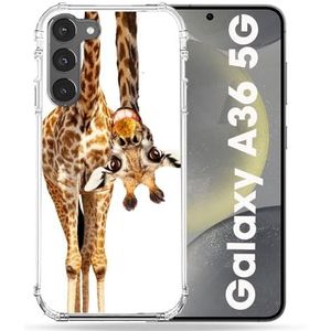 Cokitec Coque Renforcée pour Samsung Galaxy A36 5G Animal Girafe Blanche