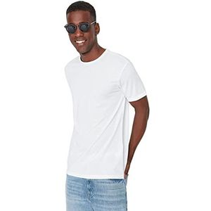 TRENDYOL T-shirt à col rond uni pour homme, Blanc., XXL